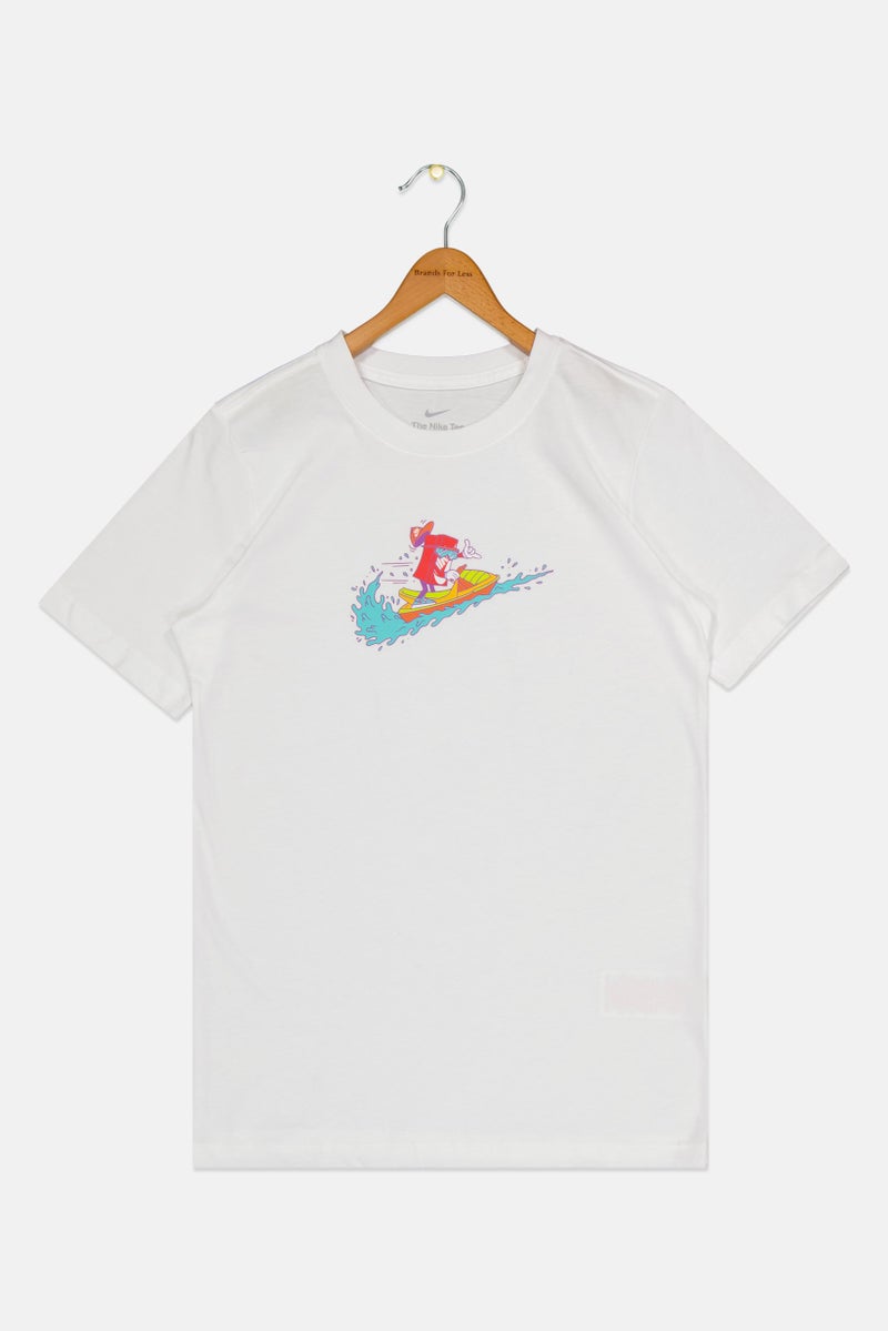 Nike Kids Girl Sportswear Fit Short Sleeves Outdoor T-Shirt, White - Image 2